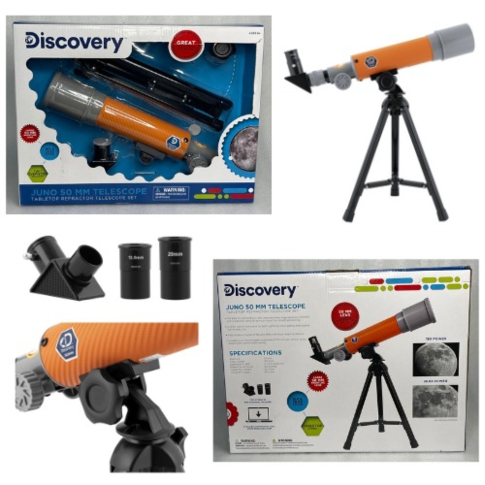 Discovery Juno 50‎ MM Telescope Tabletop Refractor Telescope Set 18X & 28.8X NEW
